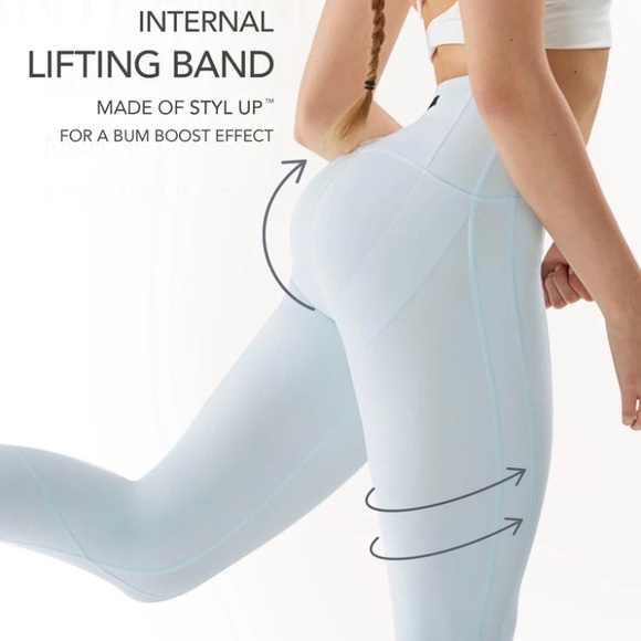 Grey Butt Lift Contour Leggings L - Picture 4 of 6